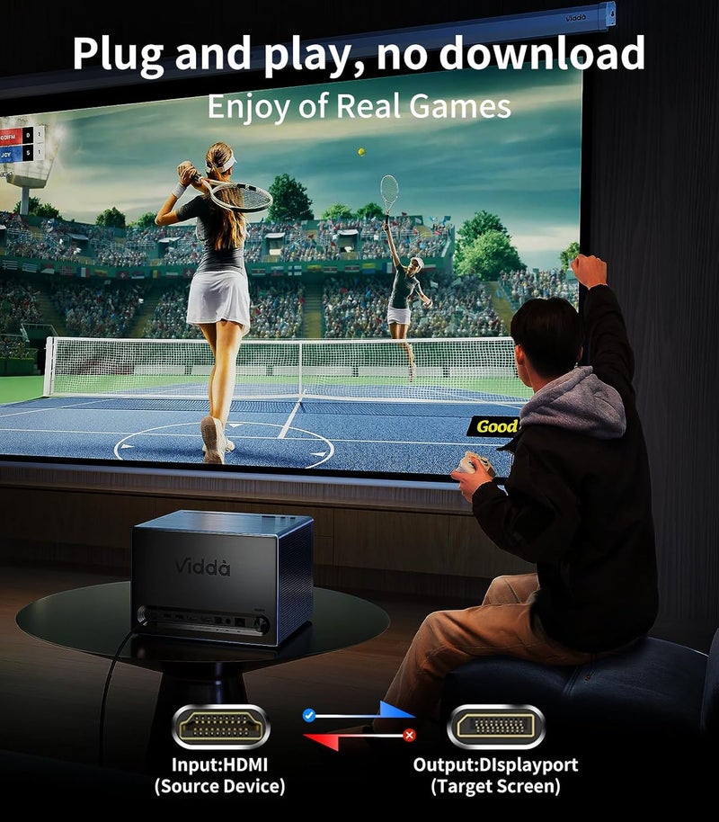 REBORN Active HDMI to DisplayPort Adapter | 4K@60Hz Converter Unidirectional HDMI Source to DP Display HDR Compatible with Laptop,AMD,NVIDIA,PS5,Xbox and More - Image 4